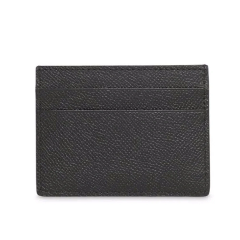Burberry Black Grained Leather Card Holder Wallet